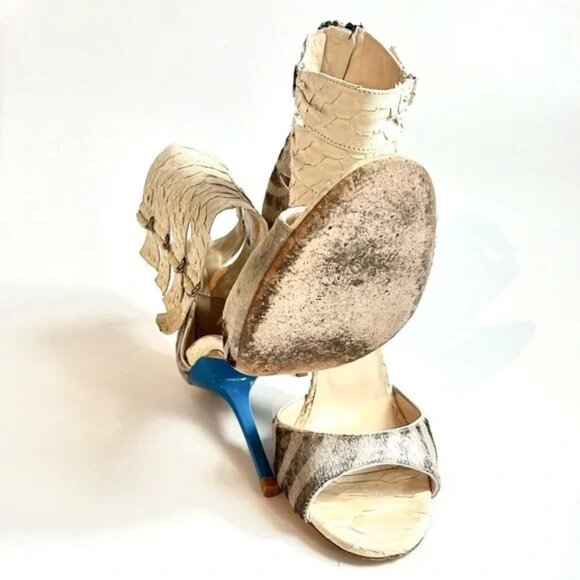 Jimmy Choo Opera Matt Python Pony White and Zebra Sandals - Picture 4 of 12